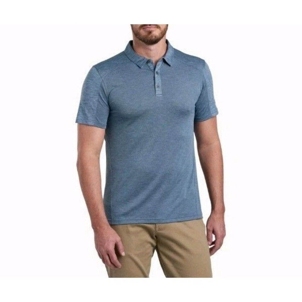 KUHL Engineered Polo Shirt Mens Size Large Blue Short Sleeve Perforated 7424